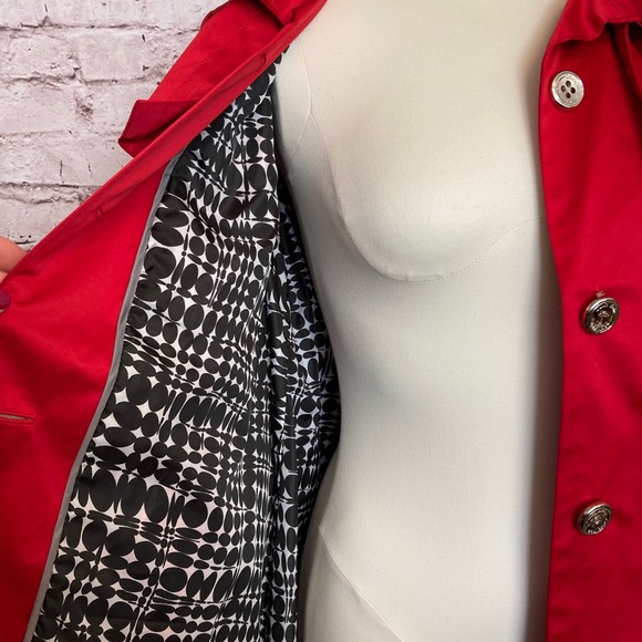 Darling, red sateen, Calvin Klein raincoat size small. - Picture 8 of 15